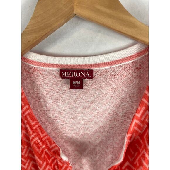 Merona Coral Pattern Button Up Cardigan M - Picture 2 of 4